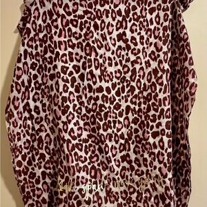 Kate Spade New York Pink Leopard Print Scarf - “Kate Spade New York” in gold